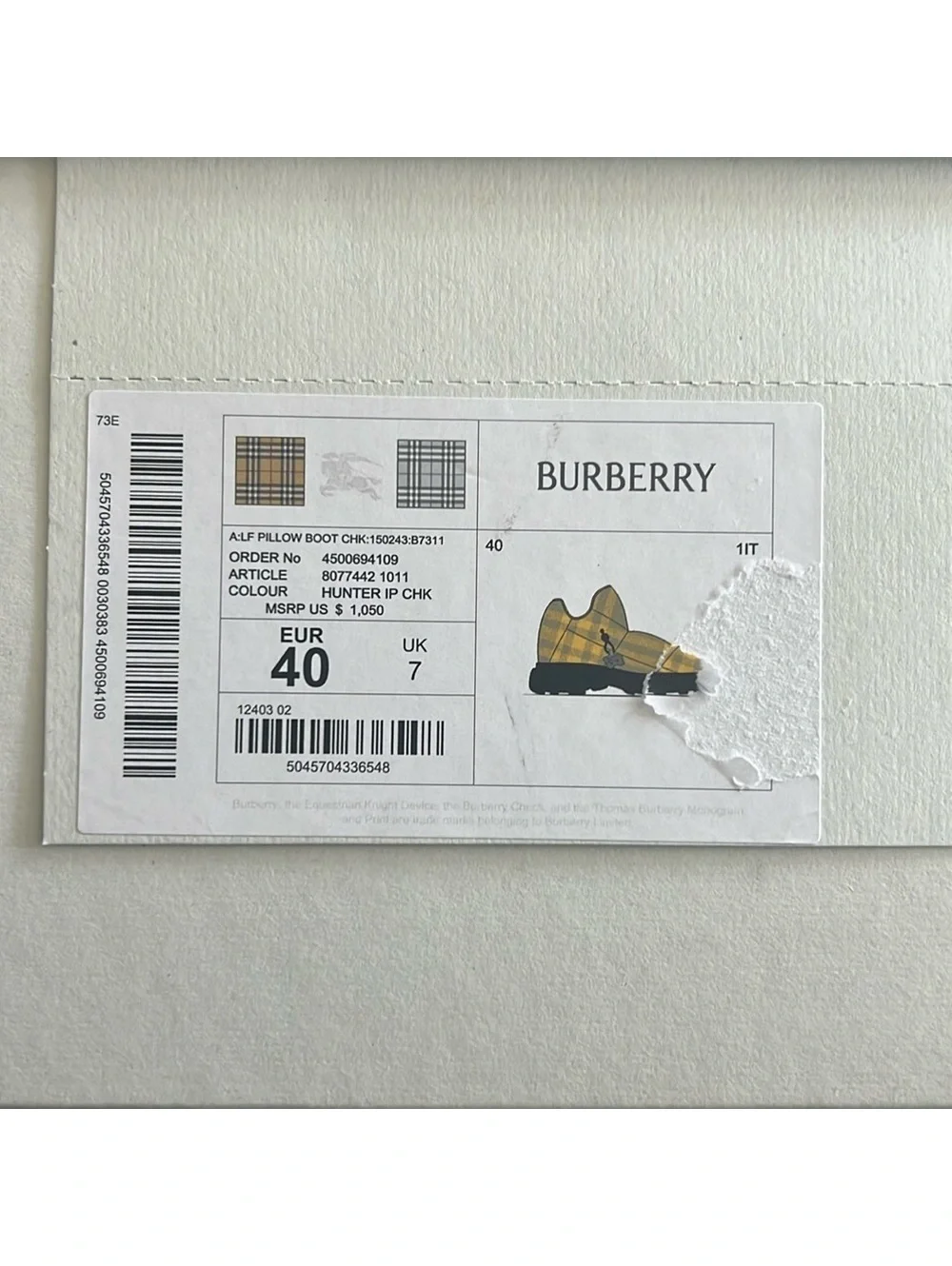 Burberry Check Pillow Padded Snow Boots, Size 40, NEW in Box with DustBag